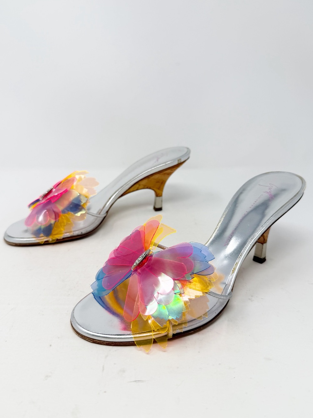 Giuseppe Zanotti Vintage Rare Butterfly Mule Heels Womens Size EU 37 - Picture 2 of 11